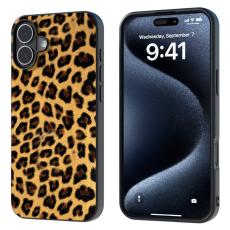 ABEEL - ABEEL iPhone 16 Plus Skal Leopardtryck L&auml;der+TPU Guld