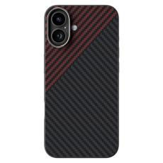 ABEEL - ABEEL iPhone 16 Plus Skal MagSafe Kolfiber Svart/R&ouml;d