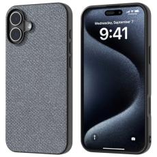 ABEEL - ABEEL iPhone 16 Plus Skal Rhinestone Textur Gr&aring; Svart Kant