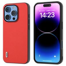 ABEEL - ABEEL iPhone 16 Pro Fodral &Auml;kta L&auml;der PC+TPU R&ouml;d