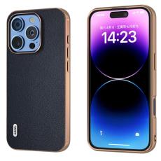 ABEEL - ABEEL iPhone 16 Pro Fodral Electropl&auml;terad &Auml;kta L&auml;der Bl&aring;