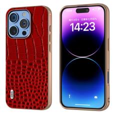 ABEEL - ABEEL iPhone 16 Pro Fodral Electropl&auml;terad Krokodil R&ouml;d