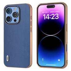 ABEEL - ABEEL iPhone 16 Pro Fodral Electroplating &Auml;kta L&auml;der Bl&aring;