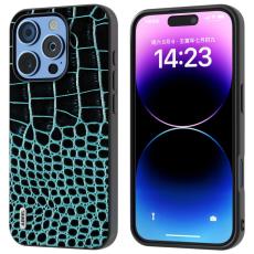 ABEEL - ABEEL iPhone 16 Pro Max Skal &Auml;kta L&auml;der Krokodiltextur - M&ouml;rkgr&ouml;n