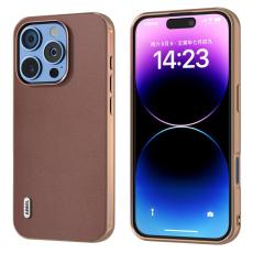 ABEEL - ABEEL iPhone 16 Pro Max Skal Electropl&auml;terad L&auml;der - Kaffe