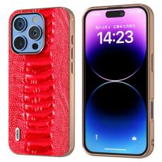 ABEEL - ABEEL iPhone 16 Pro Max Skal Electropl&auml;terad R&ouml;d Crocodile