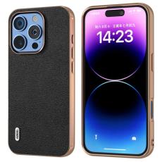 ABEEL - ABEEL iPhone 16 Pro Max Skal Electroplating L&auml;der Svart
