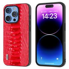 ABEEL - ABEEL iPhone 16 Pro Max Skal Krokodil Textur &Auml;kta L&auml;der R&ouml;d