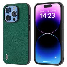 ABEEL - ABEEL iPhone 16 Pro Skal &Auml;kta L&auml;der Hybrid Gr&ouml;n