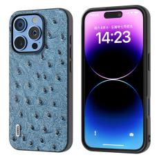 ABEEL - ABEEL iPhone 16 Pro Skal &Auml;kta L&auml;der Ostrich Textur Bl&aring;