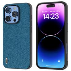 ABEEL - ABEEL iPhone 16 Pro Skal TPU + Äkta Läder Skydd - Blå