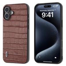 ABEEL - ABEEL iPhone 16 Skal &Auml;kta L&auml;der + PC + TPU St&ouml;tt&aring;lig - Brun