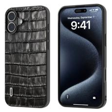 ABEEL - ABEEL iPhone 16 Skal &Auml;kta L&auml;der + PC + TPU St&ouml;tt&aring;lig - Svart