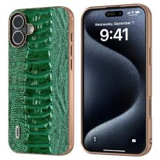 ABEEL - ABEEL iPhone 16 Skal Electroplating Krokodil L&auml;der Gr&ouml;n