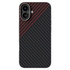 ABEEL - ABEEL iPhone 16 Skal MagSafe Kolfiber Svart/R&ouml;d