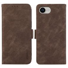 ABEEL - ABEEL iPhone 16e Fodral PU Läder Folio Ställ Brown