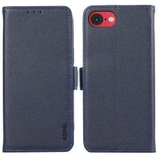 ABEEL - ABEEL iPhone 16e Skal Litchi Textur Läder RFID Skydd - Blå