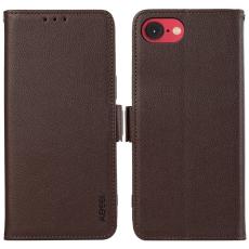 ABEEL - ABEEL iPhone 16e Skal Litchi Textur Läder RFID Skydd - Brun