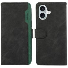 ABEEL - ABEEL iPhone 17 Fodral i Splicing Läder RFID Skydd - Svart