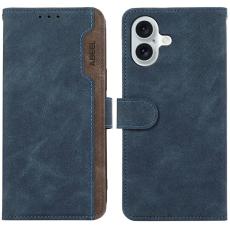 ABEEL - ABEEL iPhone 17 Fodral Splicing Läder Flip RFID Blockering - Blå