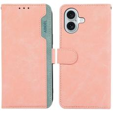 ABEEL - ABEEL iPhone 17 Fodral Splicing Läder Flip RFID Blockering - Rosa