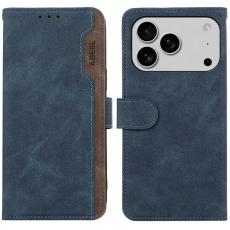 ABEEL - ABEEL iPhone 17 Pro Fodral Splicing Läder RFID Blå