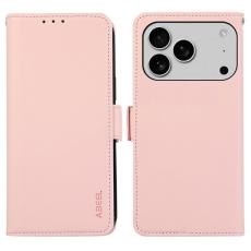 ABEEL - ABEEL iPhone 17 Pro Skal Läder Fodral med RFID Skydd - Rosa