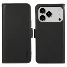 ABEEL - ABEEL iPhone 17 Pro Skal Läder Fodral med RFID Skydd - Svart