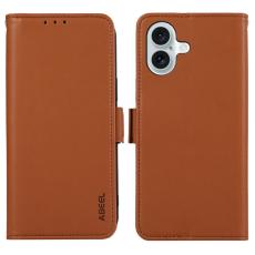 ABEEL - ABEEL iPhone 17 Skal Läder Fodral med RFID Skydd - Brun