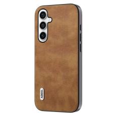 ABEEL - ABEEL Leather Coated TPU+PC Skal för Samsung Galaxy A34 5G - Brun