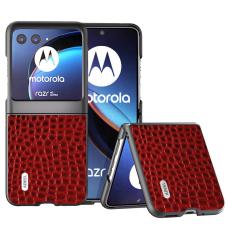 ABEEL - ABEEL Motorola Razr 40 Ultra 5G Slim Case Röd Crocodile Texture