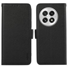 ABEEL - ABEEL OnePlus 13 Skal Litchi Textur Läder RFID Blocker Svart