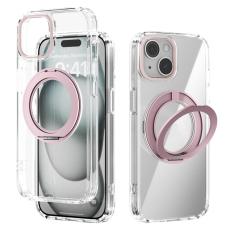 ABEEL - ABEEL Q-LUCK iPhone 15 Skal med Kickstand Shockproof - Rosa