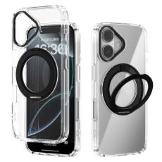 ABEEL - ABEEL Q-LUCK iPhone 16 Skal med Rotera Kickstand - Svart