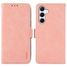 ABEEL - ABEEL Samsung Galaxy A55 5G Skal Läder Fodral RFID Blocker - Rosa