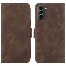 ABEEL - ABEEL Samsung Galaxy S21+ Fodral PU L&auml;der Magnetisk Brun