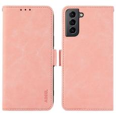 ABEEL - ABEEL Samsung Galaxy S21+ Fodral PU L&auml;der Magnetisk L&aring;s Rosa