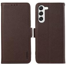 ABEEL - ABEEL Samsung Galaxy S22 5G Skal Litchi Textur RFID Skydd Brun