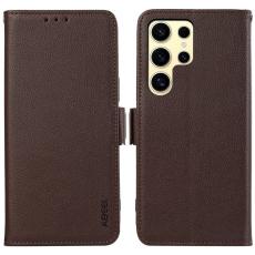 ABEEL - ABEEL Samsung Galaxy S22 Ultra 5G Skal Stöttålig RFID Skydd Brun