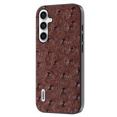 ABEEL - ABEEL Samsung Galaxy S23 FE Fodral &Auml;kta L&auml;der Ostrich Kaffe