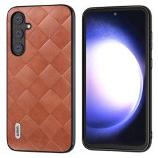 ABEEL - ABEEL Samsung Galaxy S23 FE Skal Grid Textur PU L&auml;der Brun