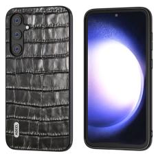 ABEEL - ABEEL Samsung Galaxy S23 FE Skal i L&auml;der Krokodiltextur Svart