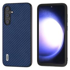 ABEEL - ABEEL Samsung Galaxy S23 FE Skal i L&auml;der med Kolfiber - Bl&aring;