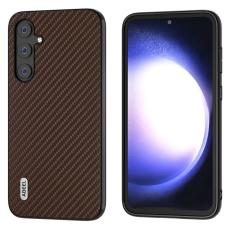 ABEEL - ABEEL Samsung Galaxy S23 FE Skal i l&auml;der med kolfiber - Brun
