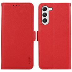 ABEEL - ABEEL Samsung Galaxy S23+ Skal PU L&auml;der RFID Blocker R&ouml;d