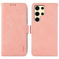ABEEL - ABEEL Samsung Galaxy S23 Ultra Skal PU Läder Flip Skydd - Rosa