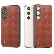 ABEEL - ABEEL Samsung Galaxy S24 Fodral PU L&auml;der Skydd Brown