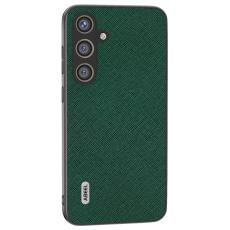 ABEEL - ABEEL Samsung Galaxy S24 Läderfodral med Korsmönster - Grön