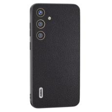 ABEEL - ABEEL Samsung Galaxy S24 Skal Äkta Läder + PC Slitstark - Svart