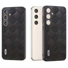 ABEEL - ABEEL Samsung Galaxy S24+ Skal Grid Textur PU L&auml;der Svart